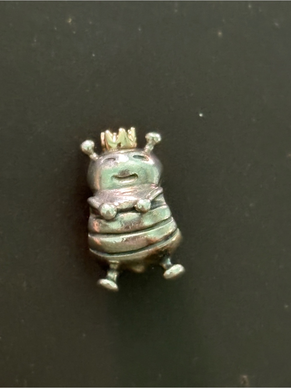 Pandora Silver-Tone Bee Prince Charm with gold crown